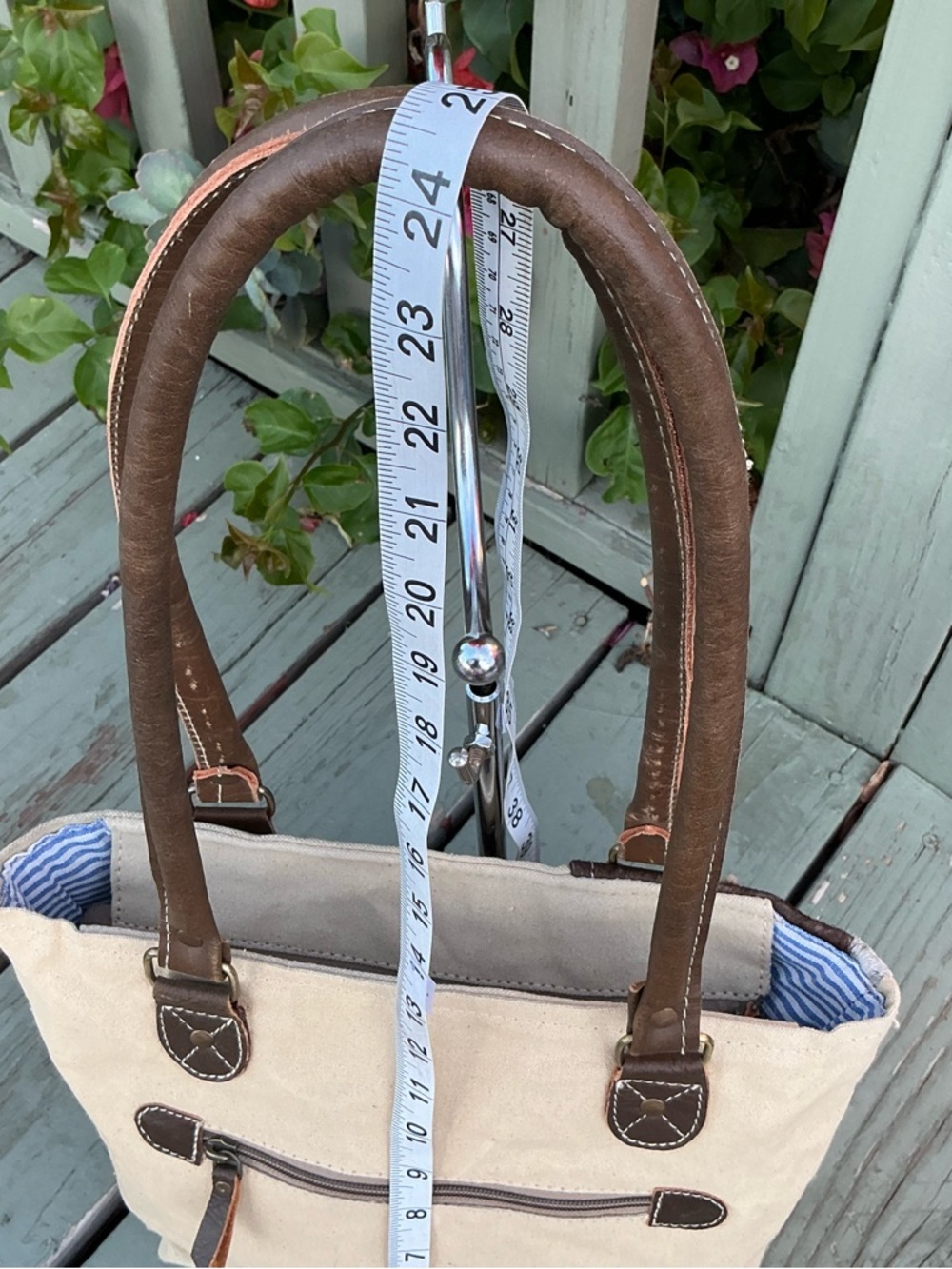 Clay Ray Beige & Brown Star Canvas Country Western Rustic Tote Bag Nwt — image 4 of 8